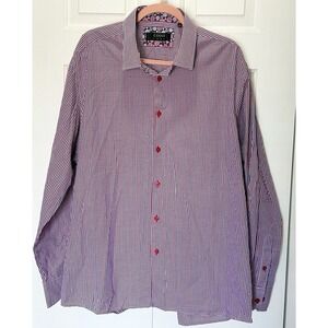 Coogi Luxe Red/blue Plaid With Floral Accents Long Sleeve Shirt 3XL